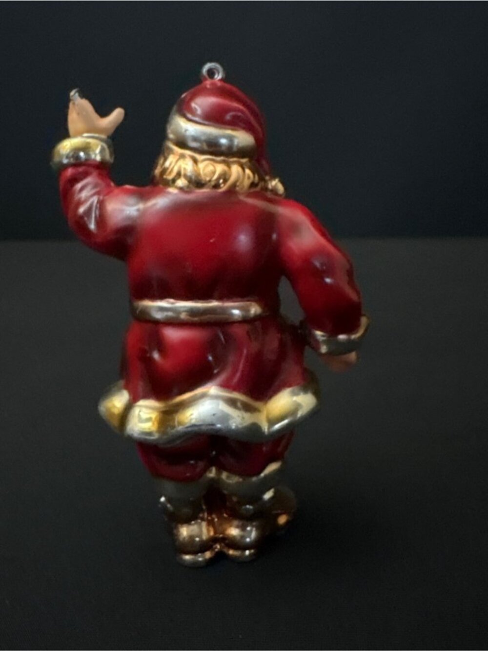 Santa Claus Christmas Vintage Ornament Red Gold Toned Glossy Belt Holiday Decor - Picture 7 of 13